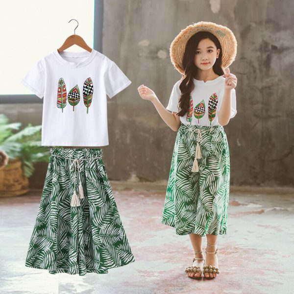 Girls Clothing Sets Summer Short Sleeve T-Shirt+Pants 2 Pcs Kids Outwear Children Clothes Suits - Image 4