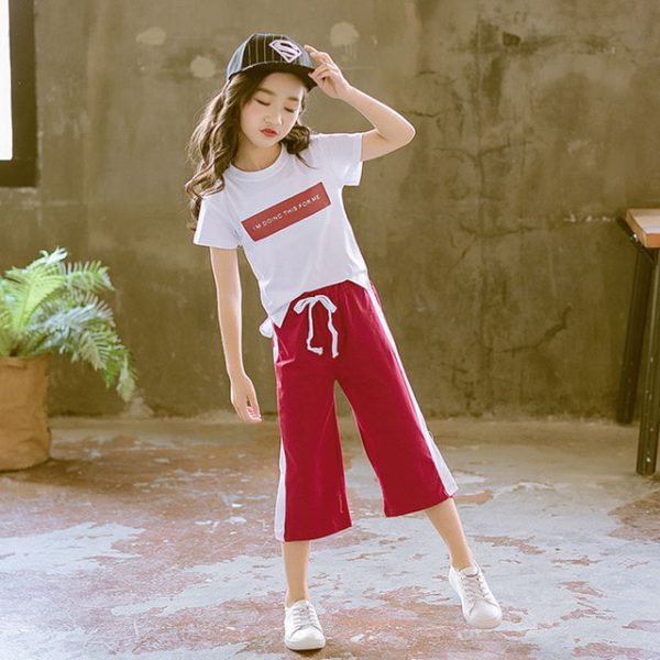 Girls Clothing Sets Summer Short Sleeve T-Shirt+Pants 2 Pcs Kids Outwear Children Clothes Suits - Image 7