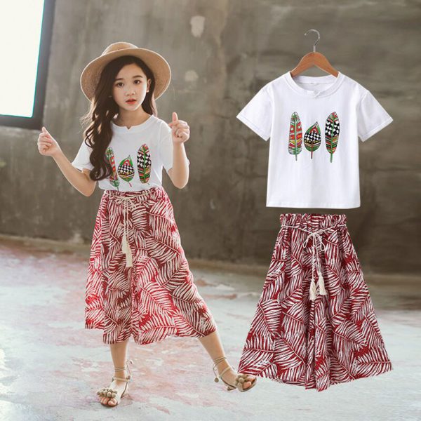 Girls Clothing Sets Summer Short Sleeve T-Shirt+Pants 2 Pcs Kids Outwear Children Clothes Suits - Image 5