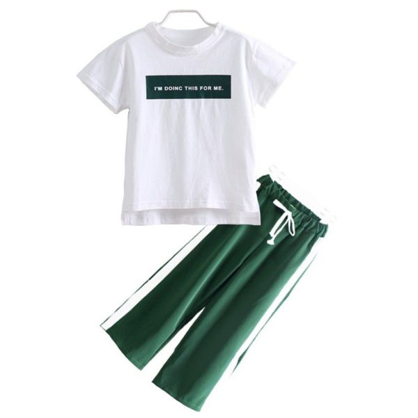 Girls Clothing Sets Summer Short Sleeve T-Shirt+Pants 2 Pcs Kids Outwear Children Clothes Suits - Image 2